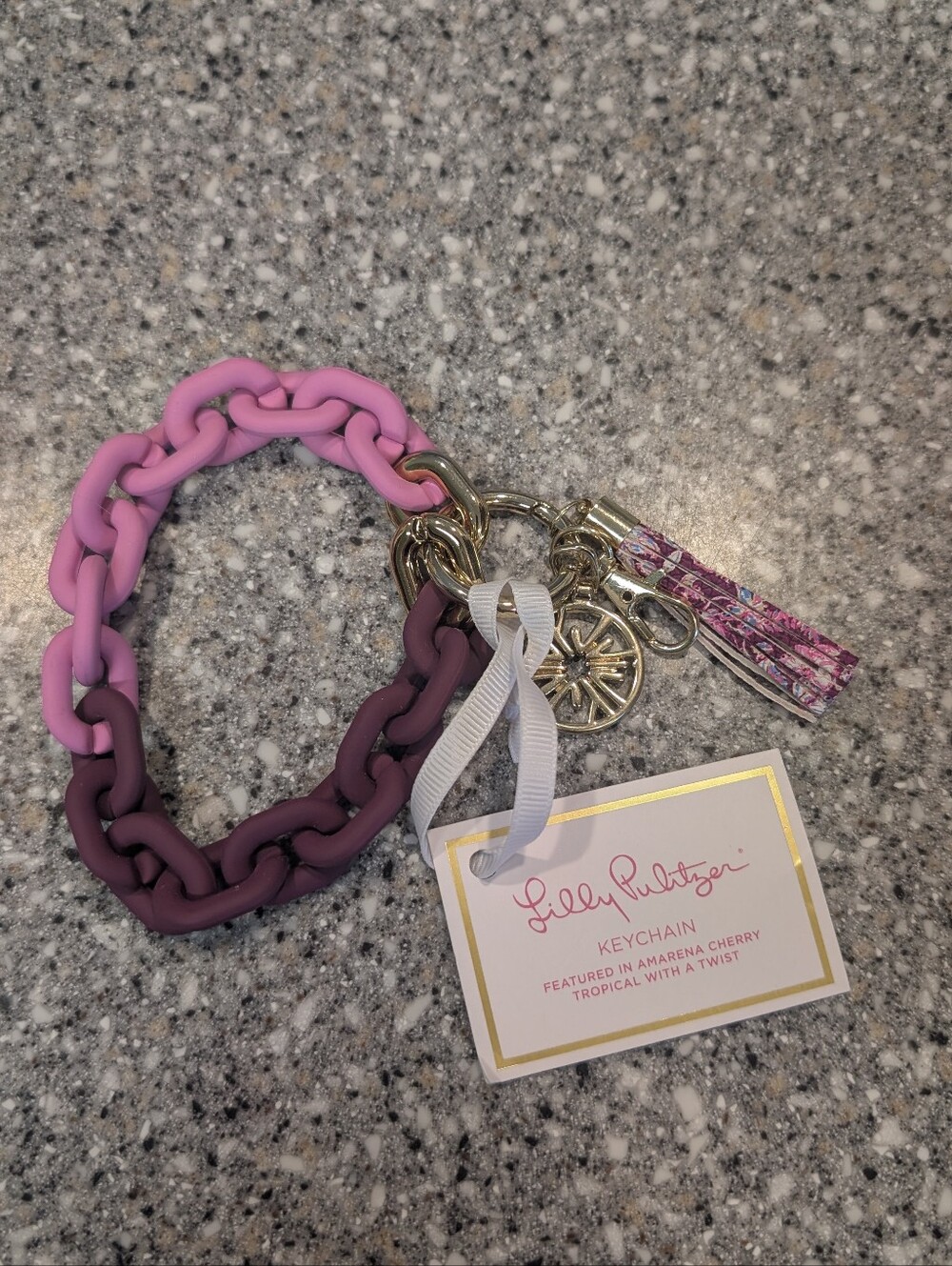 Lilly Pulitzer Chain Link Keychain Bracelet in Amarena Cherry NEW NWT